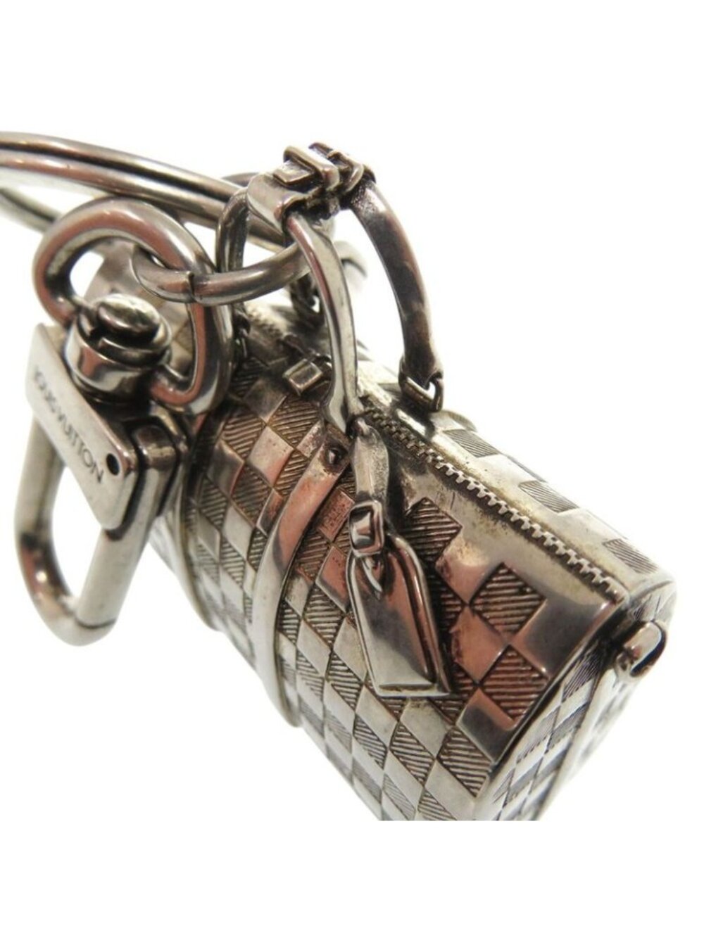 Louis Vuitton The Keepall Charm Damier Key Holder Metal Silver 1158 - Picture 8 of 10